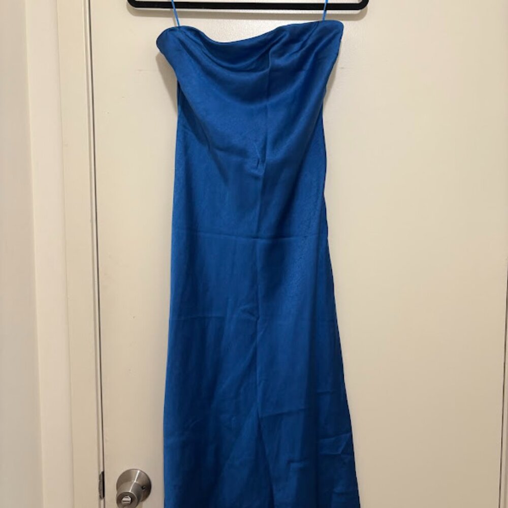 NWT Lush Blue Maxi Strapless Slip Dress, M